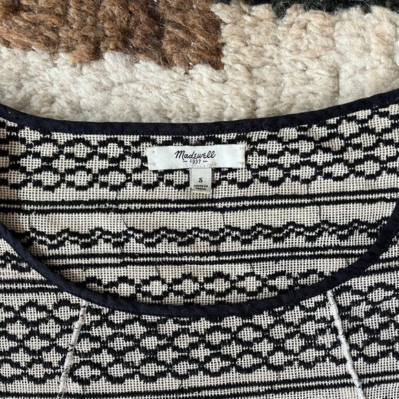 Madewell Geo Embroidered Cotton Mesh Raglan Sleeve Top- Size Small. - Picture 3 of 6